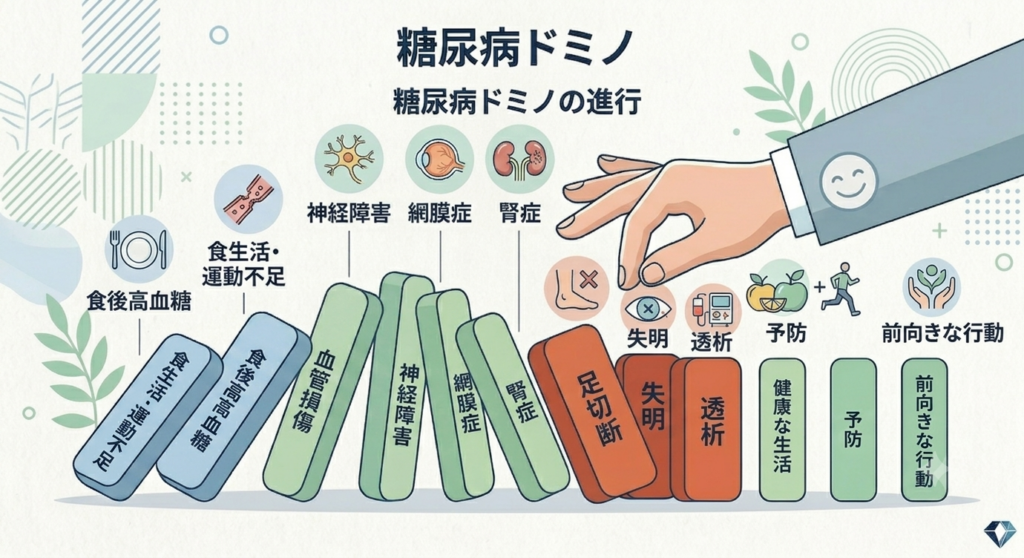 今日から始めれば糖尿病ドミノを止められる｜糖尿病三大合併症の完全回避ガイド